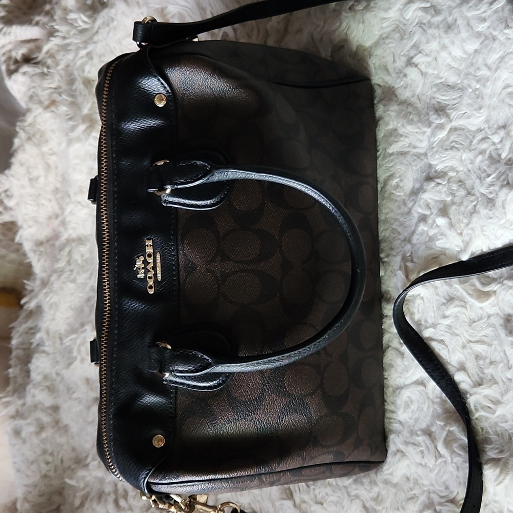 Coach Signature Black and Brown Satchel